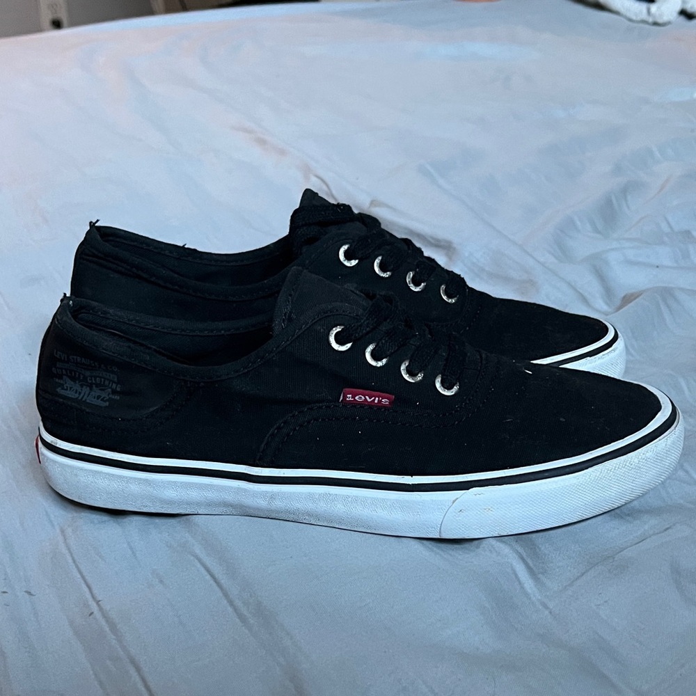 Levi's Black Canvas Sneakers with White Soles